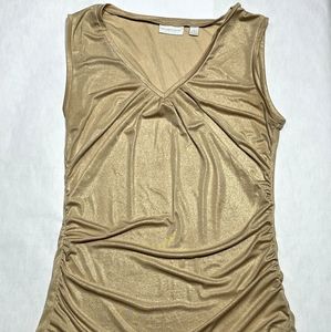 Medium, Gold, New York & Company Sleeveless Blouse